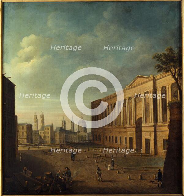 Place du Louvre and colonnade, around 1810. Creator: Unknown.