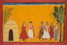 Rama and Sita Being Taken to the Priest to Fix the Wedding Date; page from the Ramayana..., c1700-17 Creator: Unknown.