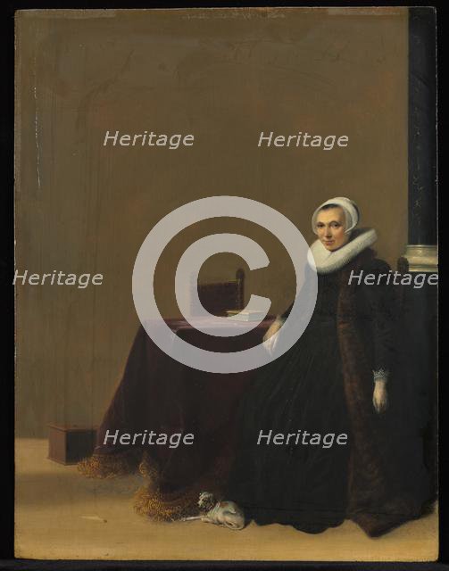 Portrait of a Woman with a Dog, c. 1635. Creator: Hendrik Gerritsz. Pot (Dutch, c. 1585-1657).