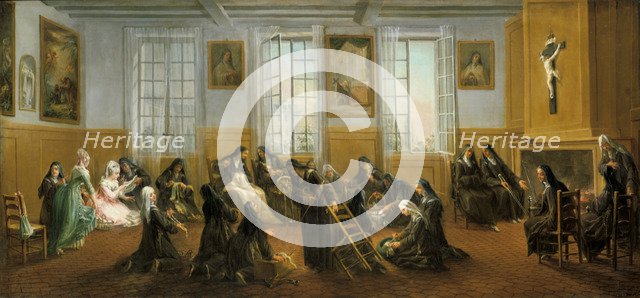 'The Carmelite Nuns in the Warming Hall', mid 18th century. Artist: Charles Guillot