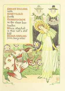 Sweet William with Marygold Seek Heartsease in the close box-border...,  1899. Creator: Walter Crane.
