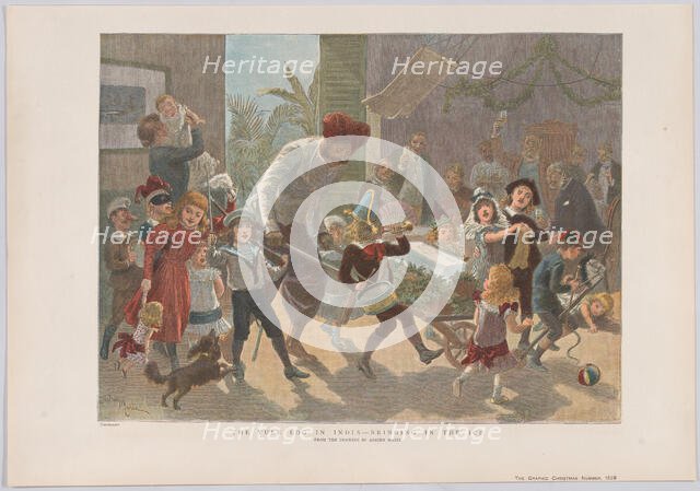 The Yule Log in India — Bringing in the Ice, from "The Graphic" Christmas Numb..., December 2, 1889. Creator: Charles Roberts.