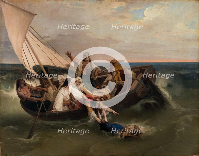Boat with Greek Fugitives, 1834. Creator: Hayez, Francesco (1791-1882).