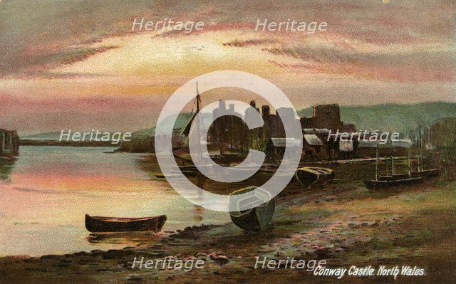 Conway Castle, Caernarvonshire, North Wales, late 19th or early 20th century.Artist: Langsdorff and Co