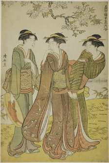 Spring Outing, from the series "A Collection of Contemporary Beauties of the Pleasure..., c. 1783. Creator: Torii Kiyonaga.