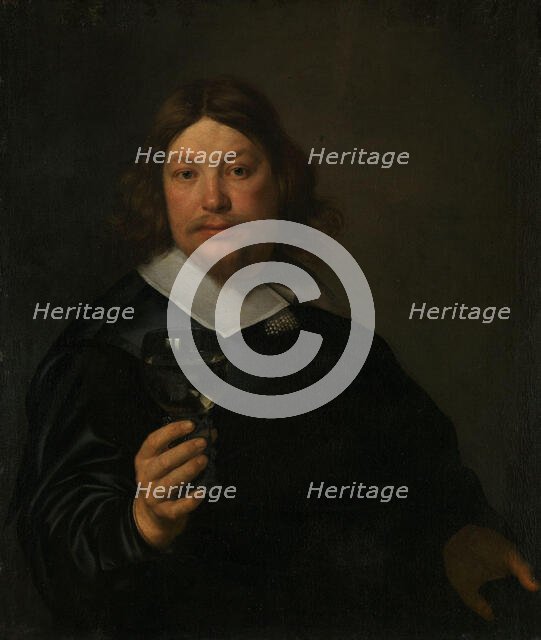 Man holding a Glass of Wine, Mid 17th century. Creator: Bartholomeus van der Helst.