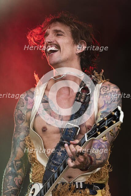 The Darkness live at the Cornbury Music Festival, Great Tew Park, Oxfordshire, Jul 2022. Creator: Annapaola Marchesani.