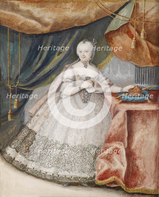 Portrait of Empress Maria Theresia of Austria (1717-1780) in Lace Long Gown, c. 1740. Artist: Anonymous  