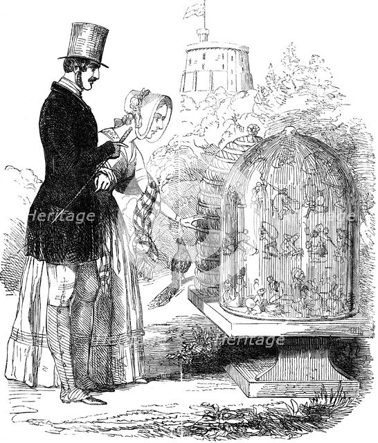 Albert, Prince Consort, showing his hives to Queen Victoria. Artist: Unknown