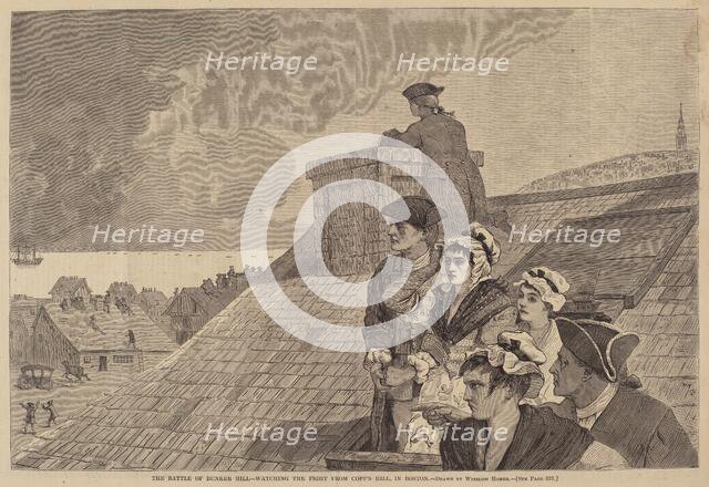 The Battle of Bunker-Hill - Watching the Fight from Copp's Hill, in Boston, published 1875. Creator: Winslow Homer.