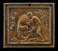 Hercules and the Nemean Lion, late 15th - early 16th century. Creator: Moderno.