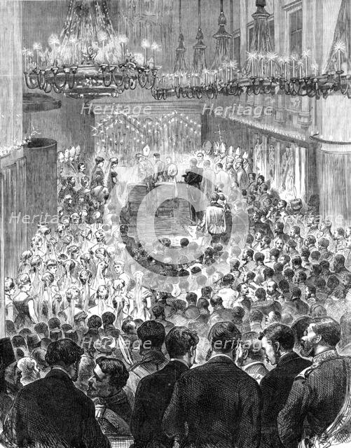 The Imperial Wedding at Vienna: the marriage ceremony in the Palace Church of the Augustines, 1881. Creator: Unknown.