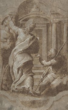 Saints Peter and John Healing a Cripple at the Gate of the Temple, 1501-47. Creator: Perino del Vaga.