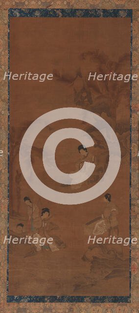 Female musicians in a garden under banana palms, Ming dynasty, 1368-1644. Creator: Unknown.