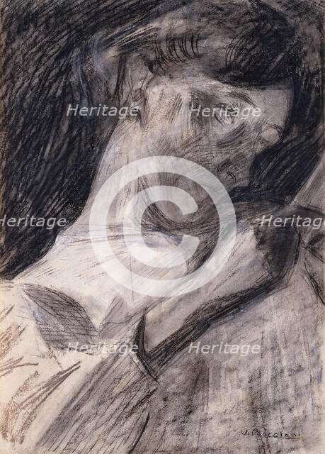 Young Woman Reading (Ines), 1909-10. Creator: Umberto Boccioni.