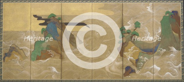 Waves at Matsushima, Early 17th cen.. Artist: Sotatsu, Tawaraya (active Early 17th cen.)