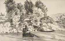 Fisherman with a net, 1868. Creator: Felix Bracquemond.