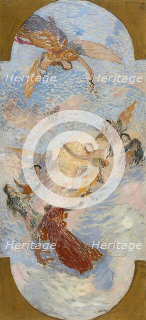 Esquisse pour le salon d'entrée sud de l'Hôtel de Ville : Apollon et les muses, 1892. Creators: Henri Jean Guillaume Martin, Louis Felix Bigaux.