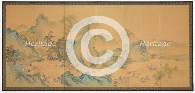 The Gathering at the Orchid Pavilion (front); Geese among Reeds (back), 1900. Creator: Noguchi Shohin.