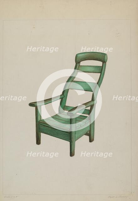 Wooden Chair, c. 1938. Creator: Clyde L. Cheney.
