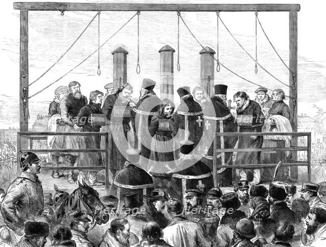 The Conspiracies in St. Petersburg: the Nihilists on the scaffold, 1881. Creator: Unknown.