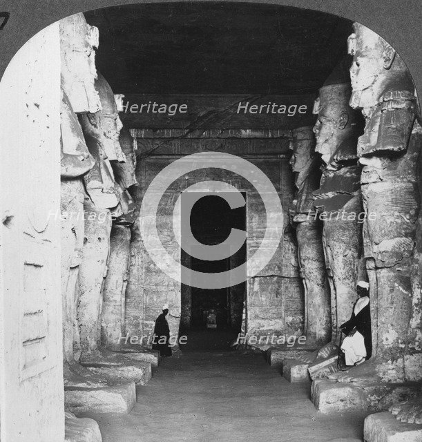 'Interior of the rock-hewn temple of Abu Simbel, Egypt', 1905.Artist: Underwood & Underwood