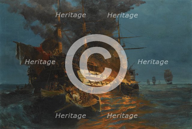 The Burning of the Ottoman frigate.