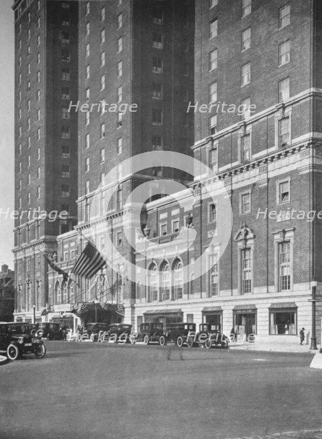 Detail of entrance front, Hotel Statler, Buffalo, New York, 1923. Artist: Unknown.