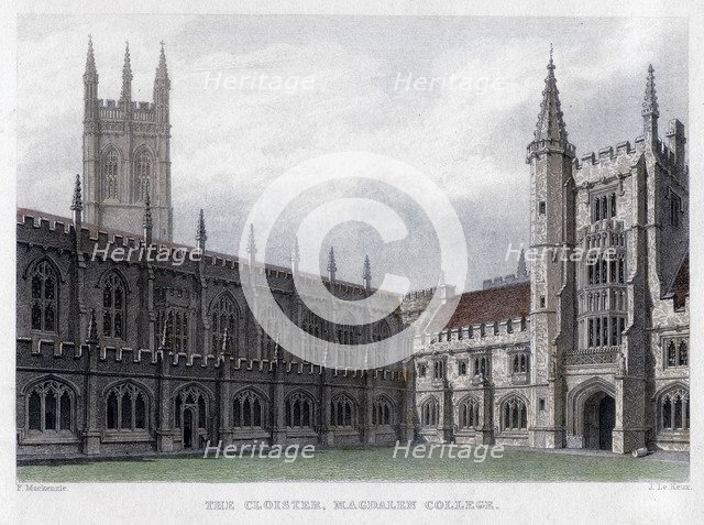 The Cloister, Magdalen College, Oxford University, 19th century.Artist: John Le Keux