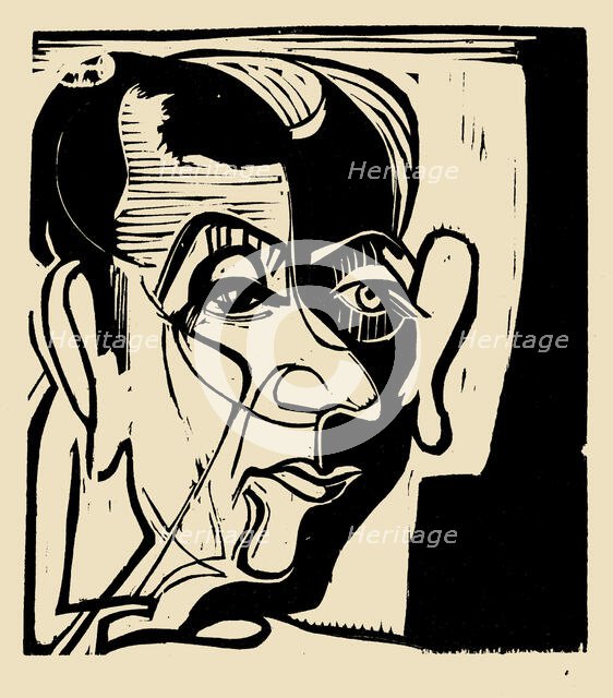 Head of Hans Arp, 1929. Creator: Kirchner, Ernst Ludwig (1880-1938).