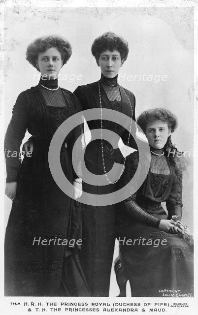 The Duchess Royal (Duchess of Fife) and Princesses Alexandra and Maud, c1907-c1910(?).Artist: Lallie Charles