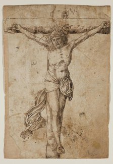 Christ on the Cross (recto), Studies of Heads and a Standing Figure (verso), between 1505 and 1507. Creator: German; After Hans Baldung Grien German, 1484-1545.