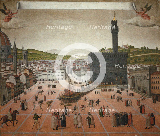 Girolamo Savonarola's execution on the Piazza della Signoria in Florence in 1498, 1498.