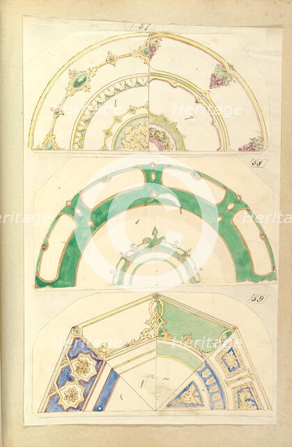 Seven Designs for Decorated Plates, 1845-55. Creator: Alfred Crowquill.