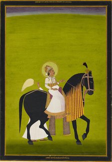 Maharaja Sawai Pratap Singh riding, 1782-1785. Artist: Ramji Das.