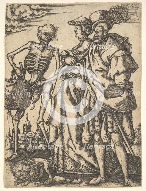 Couple and Death with a Drum, from The Dance of Death. Creator: Allaert Claesz.