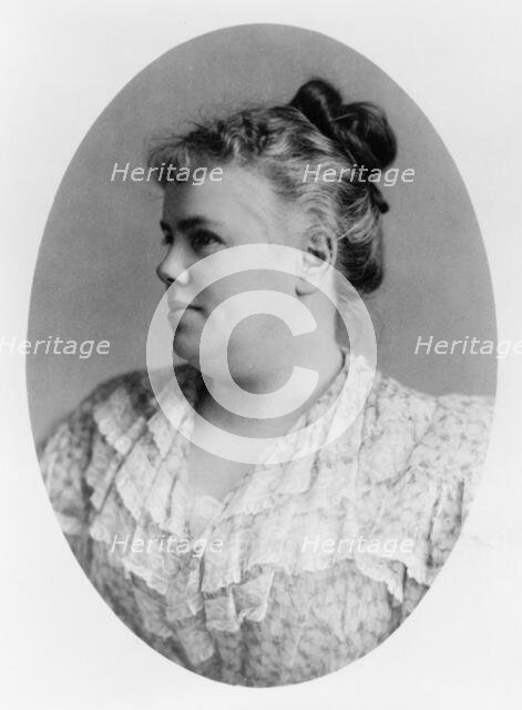 Mrs. Fanny Holmes, head-and-shoulders portrait, facing left, between 1890 and 1910. Creator: Frances Benjamin Johnston.
