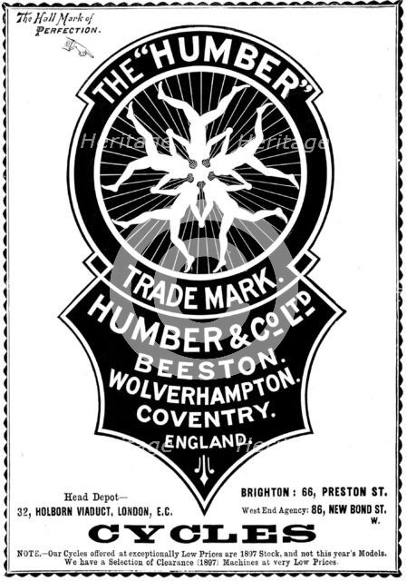 Advertisement for Humber Cycles, 1898. Creator: Unknown.