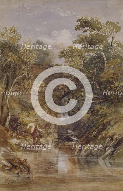 Fishing, A Risky Position, 1843. Creator: David Cox the Younger.