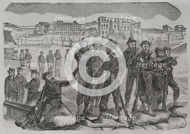 Franco-Prussian War (1870-1871): Sailors refusing to leave the fort of Montrouge, Paris, 1871.  Creator: Unknown.