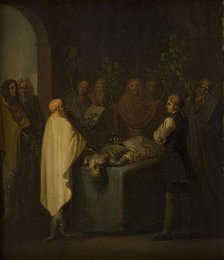 Niels Klim Attends the Sentencing of the Deceased Potuan Prince., 1785-1787. Creator: Nicolai Abraham Abildgaard.