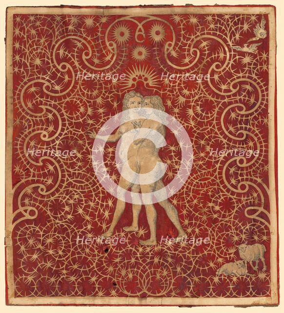 Adam and Eve in the Garden with a Pair of Sheep and a Pair of Doves, 1780s?. Creator: Unknown.