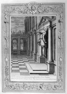 Iphis hangs himself in despair that he could not gain Anaxarete, 1733. Artist: Bernard Picart