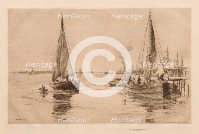 Two Sloops on the East River, 1889. Creator: Charles Adams Platt (American, 1861-1933).