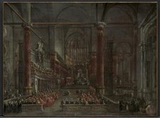 Pontifical Ceremony in SS. Giovanni e Paolo, Venice, 1782, c. 1783. Creator: Francesco Guardi (Italian, 1712-1793).