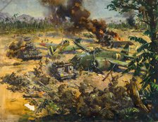 Invasion scene in Far East, between 1939 and 1946. Creators: Central Office of Information, Terence Tenison Cuneo.