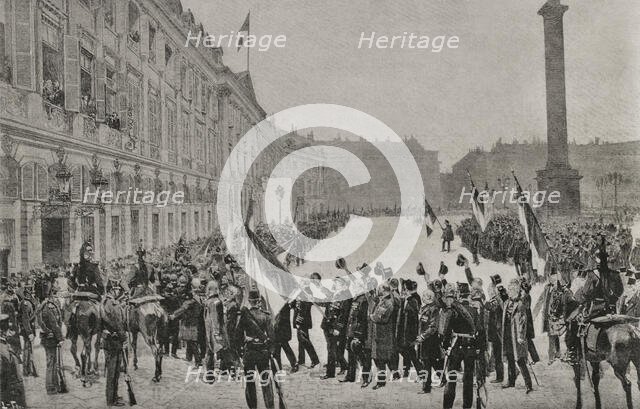 Dreyfus Affair: patriotic demonstration in honour of General Saussier, Paris, France, 1898.  Creator: Unknown.