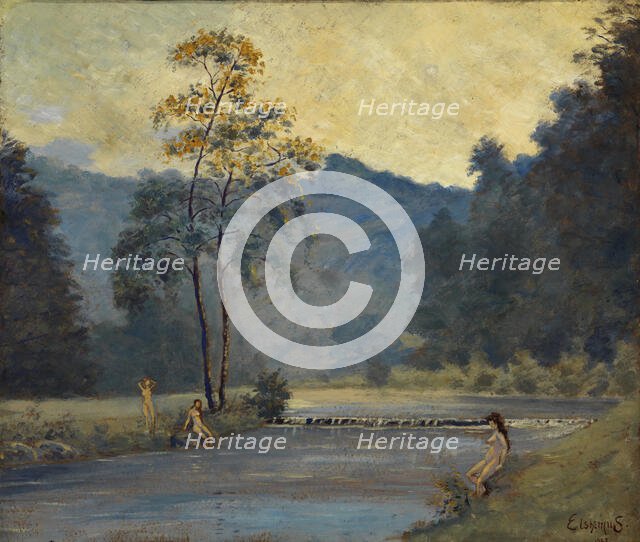 Three Girls and River, 1907. Creator: Louis Michel Eilshemius.