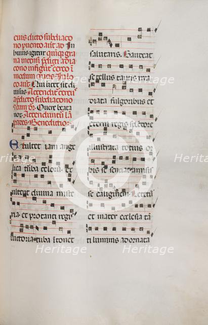 Missale: Fol. 153: Music for "Exultet", 1469. Creator: Bartolommeo Caporali (Italian, c. 1420-1503).