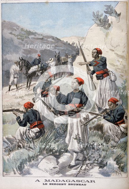 Senegalese troops, Madagascar, 1897. Creator: Oswaldo Tofani.